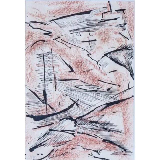Abstract 1950s Elizabeth Erlanger Abstract Mixed Media on Paper (C. Mid-Century) For Sale - Image 3 of 10