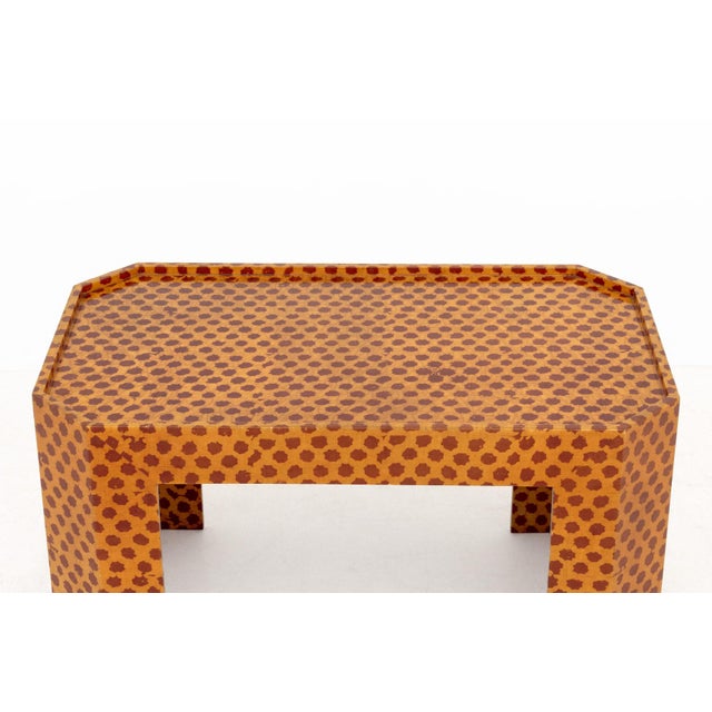 Mid-Century Modern Modern Red and Yellow Patterned Side Table For Sale - Image 3 of 7