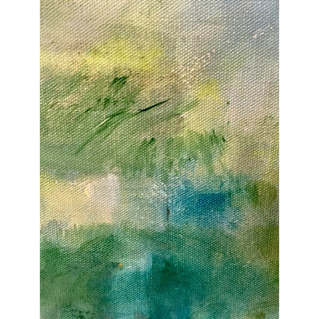 Large Original Abstract Landscape Painting "Staying on Course" in Blues Greens by Michele Zuzalek For Sale - Image 4 of 10