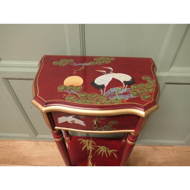 Red Lacquer Chinoiserie Side Table, 1920 For Sale - Image 6 of 7