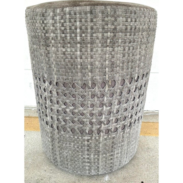 Modern Made Goods Modern Hand Woven Gay Suede Ellington Stool For Sale - Image 3 of 3
