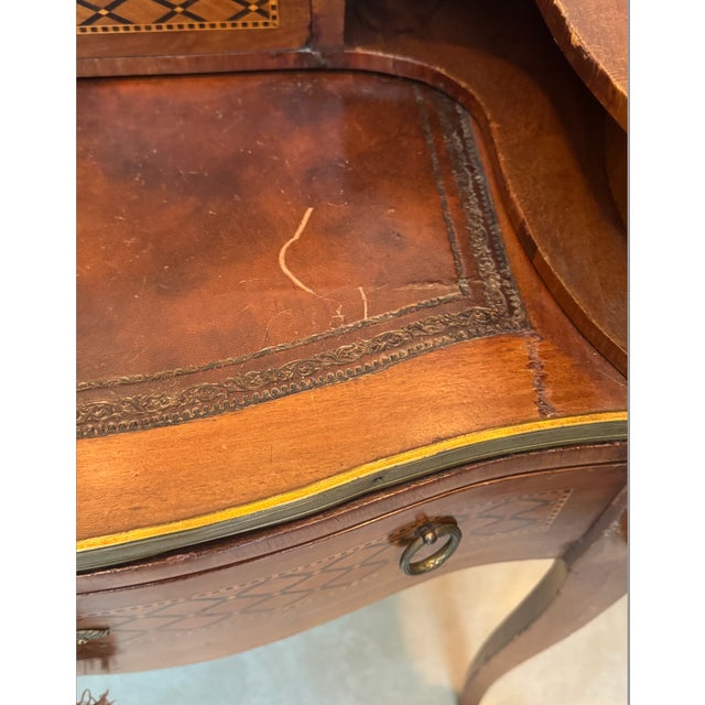 Antique French Louis Style Inlay Petite Demuline Writing Desk For Sale - Image 6 of 7