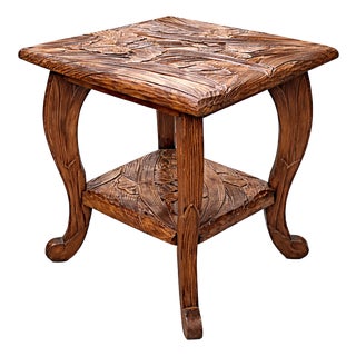 Antique Japanese Carved Fruitwood Side Table from Liberty of London, 1930s For Sale