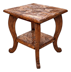 Antique Japanese Carved Fruitwood Side Table from Liberty of London, 1930s