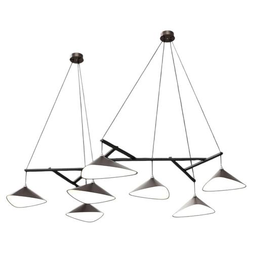 Emily Group of Seven Pendant Light in Steel with Dark Bronze Finish by Moss Objects For Sale - Image 11 of 11