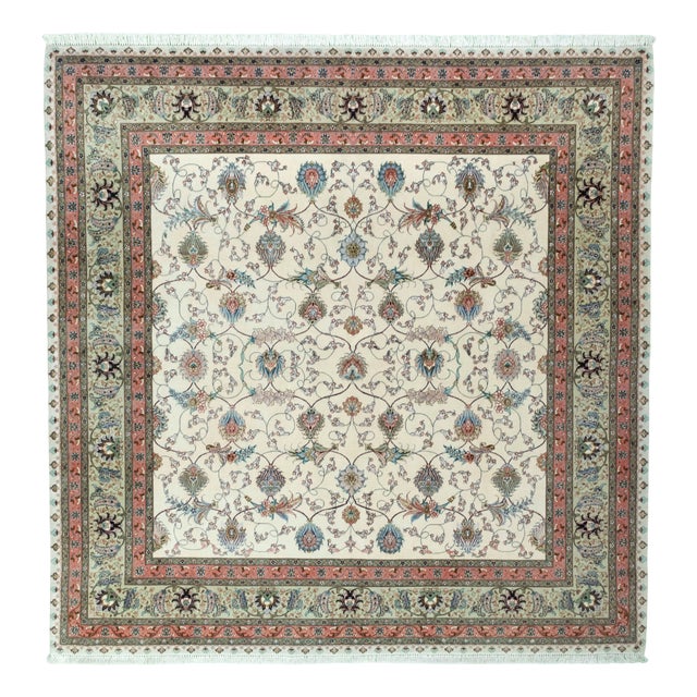 Hand-Knotted Tabriz 50 Raj Rug with Silk Content For Sale