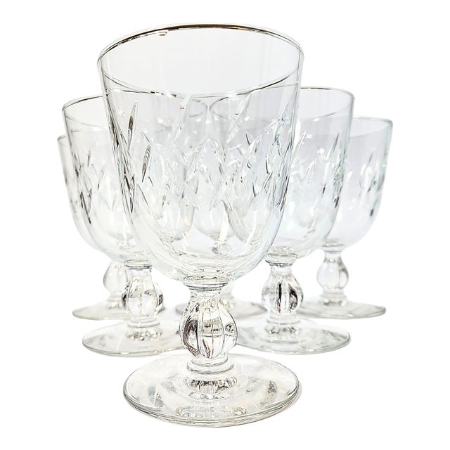 Cut Glass Rain Goblets- Set of Six For Sale