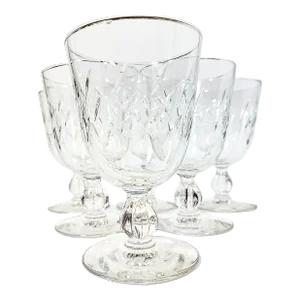 Cut Glass Rain Goblets- Set of Six