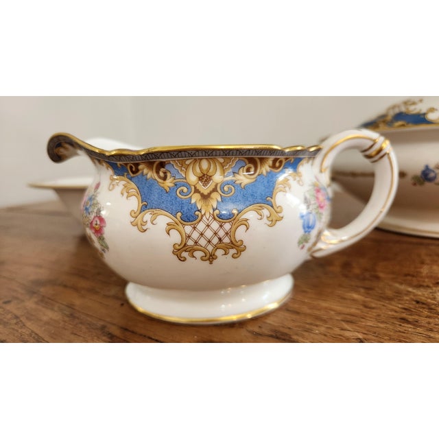 Vintage Shelley Sheraton 13291 Blue & Gold Bone China 16-Piece Serving Set For Sale In New York - Image 6 of 18