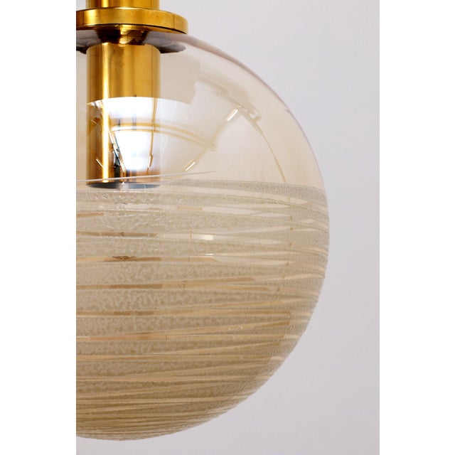 Vintage Hanging Lamps in Amber Glass from Glashütte Limburg, 1960s, Set of 3 For Sale - Image 6 of 12