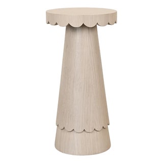 Matthew Izzo Home Valencia White Oak Scalloped Edge Drink Table For Sale