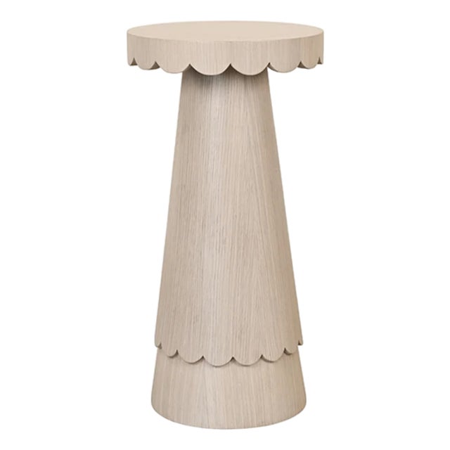 Matthew Izzo Home Valencia White Oak Scalloped Edge Drink Table For Sale