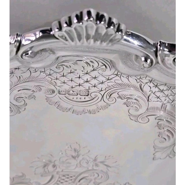 Antique Edwardian Sheffield Sterling Silver Salver, 1904 For Sale - Image 15 of 18