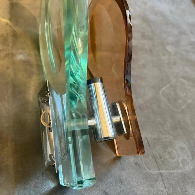 1960s Space Age Brown and Green Heavy Glass Wall Sconces by Veca For Sale - Image 9 of 12