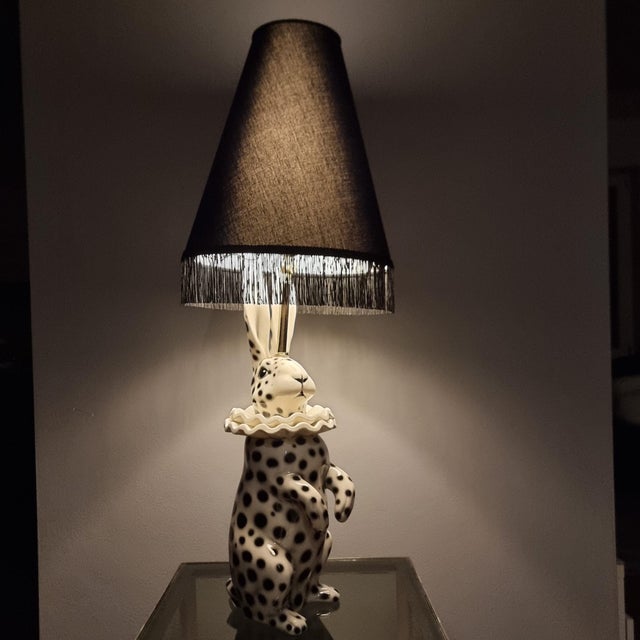 Ceramic Lamp with Rabbit in Painted Ceramic, 2010s For Sale - Image 7 of 12