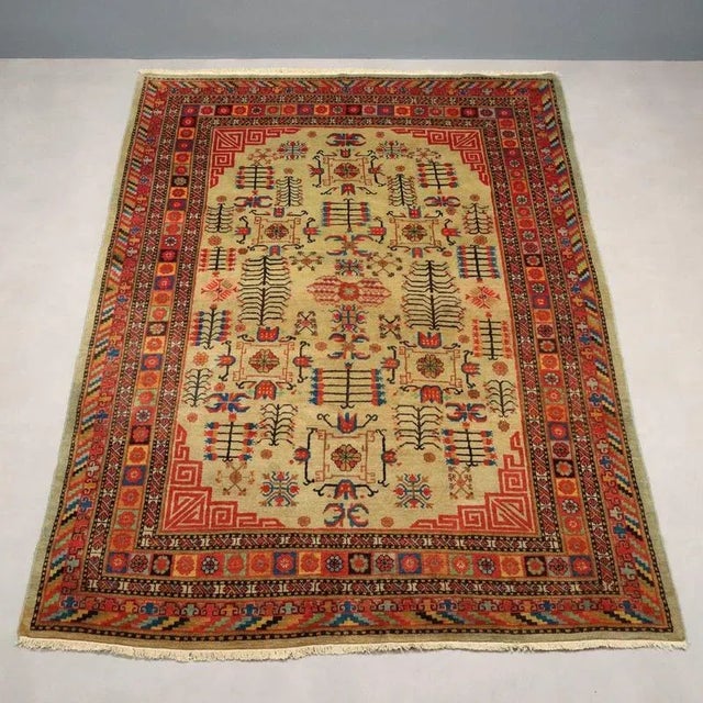 Samarkand Rug in Wool and Cotton For Sale - Image 3 of 9