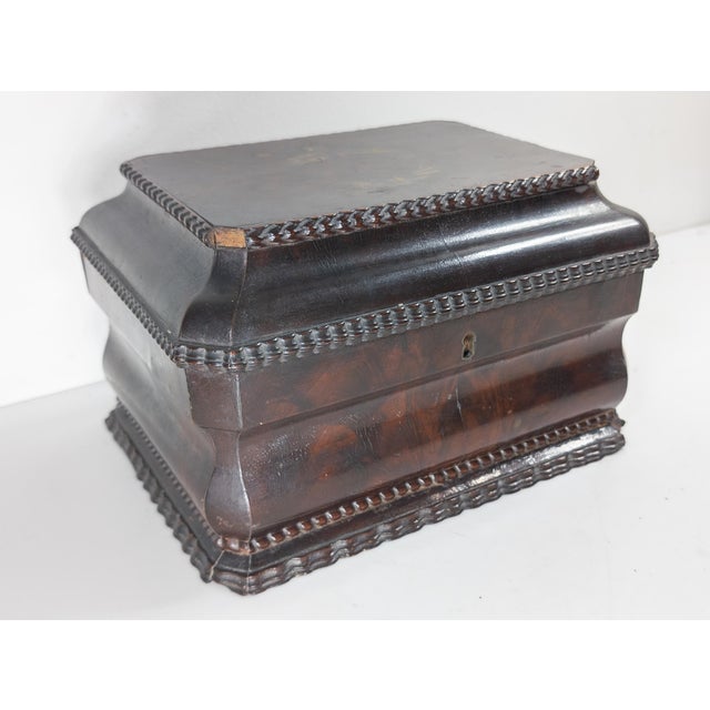 19th Century English Regency Sarcophagus Form Tea Caddy Box With Mahogany Veneer For Sale - Image 4 of 18