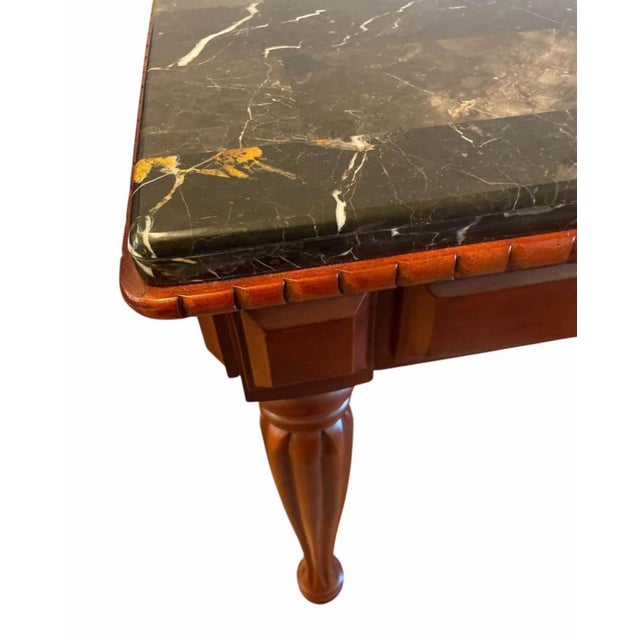 2020s Elegant Cherry Wood Side / Sofa Table W/ Stunning Marble Top For Sale - Image 5 of 9