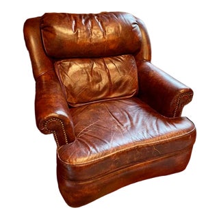 Mid Century Top Grain Leather Executive Chair Vintage by Leathercraft For Sale