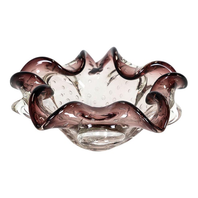 1960s Italian Murano Style Art Glass Bullicante Bowl For Sale