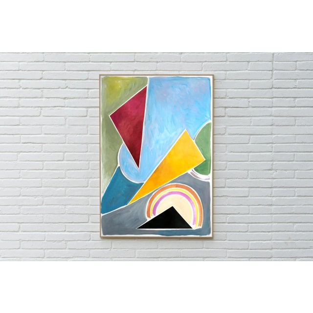 Paper "Pastel Constructivist Triangles" Contemporary Abstract Acrylic Painting on Paper by Natalia Roman For Sale - Image 7 of 8
