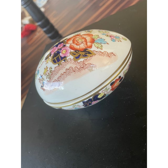 English Vintage Mason’s Ironstone Chinoise Egg Trinket Dish For Sale - Image 3 of 9