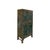 Standing Storage Cabinet. This unique piece boasts a striking two-tone finish with a warm light olive rim and vibrant teal...