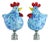Glass Rooster Lamp Finials on Chrome Hardware - A Pair For Sale