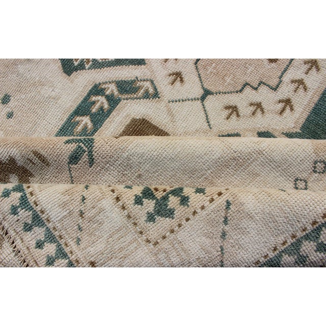 Vintage Turkish Oushak Rug Featuring Soft Ivory Field With Green 4'9 X 7'2 For Sale - Image 11 of 11