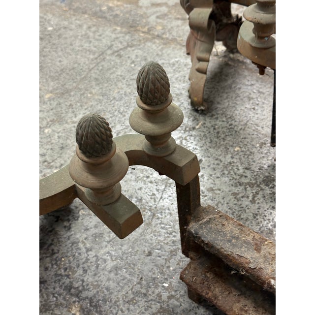 Metal Antique Fireplace Andirons, Pair For Sale - Image 7 of 12