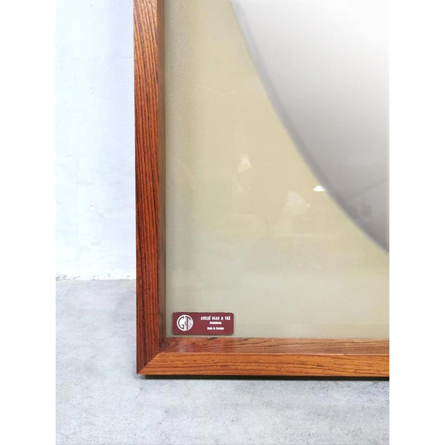 Large Vintage Wall Mirror in Glass & Wood, 1960s For Sale - Image 4 of 4