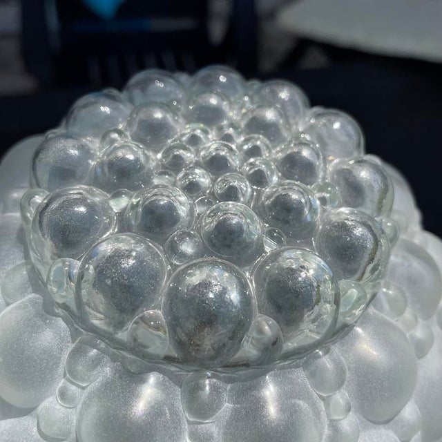 1970s Mid-Century Wood Wooden & Bubble Glass Buffet Table Lamp, 1970s For Sale - Image 5 of 16