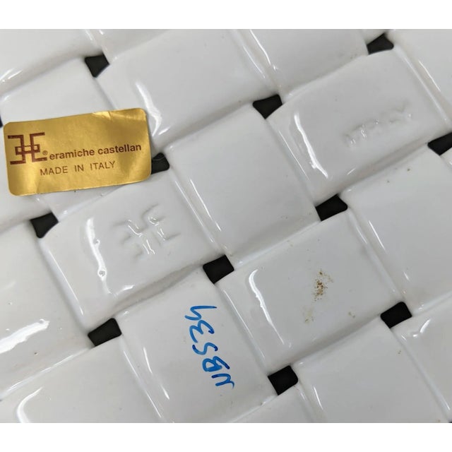 Ceramic Vintage 1990s Italian European Ceramic Castellan White Hand Woven Terracotta Basket Bowl For Sale - Image 7 of 9