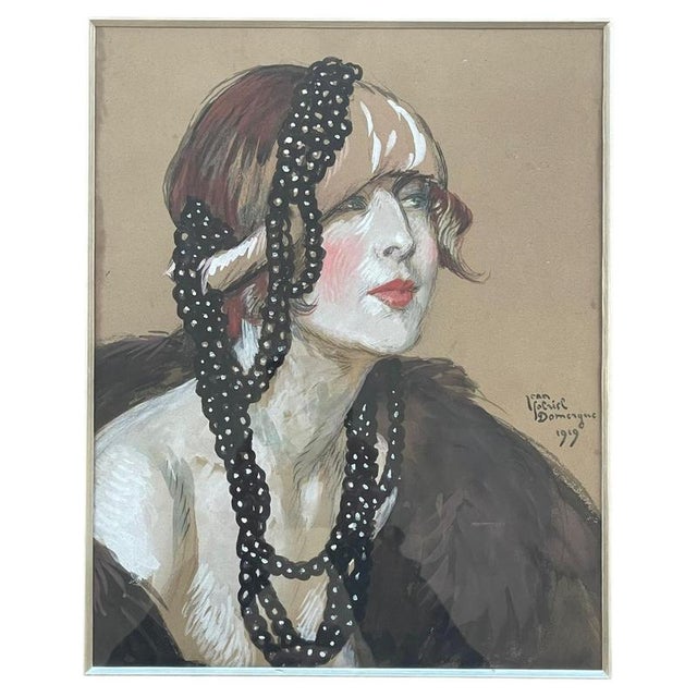 Jean-Gabriel Domergue, Portrait of a Woman, 1919, Canvas, Framed For Sale - Image 9 of 9
