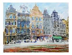 Włodzimierz Karczmarzyk, Brussels: Townhouses, 2013, Acrylic on Canvas