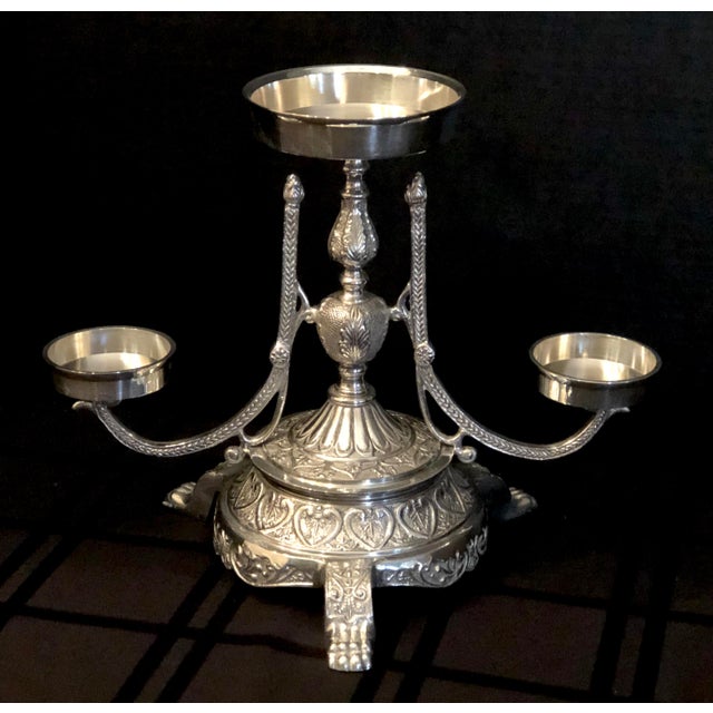 Large Centerpiece Candle Holder Vintage Andrea by Sadek Silver Plated Centerpiece For Sale In Phoenix - Image 6 of 13
