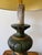 Vintage Oversized Green and Gold Carved Table Lamp With Drum Shade For Sale - Image 4 of 9