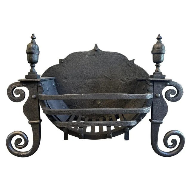 Large Late 18th Century English Wrought Iron Fire Grate, 1780s For Sale - Image 11 of 11