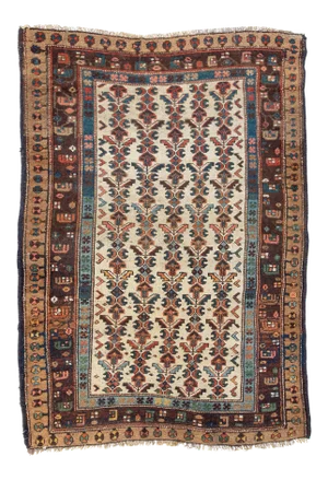 1900-1910s Ivory Blue Tribal Persian Hamedan Rug