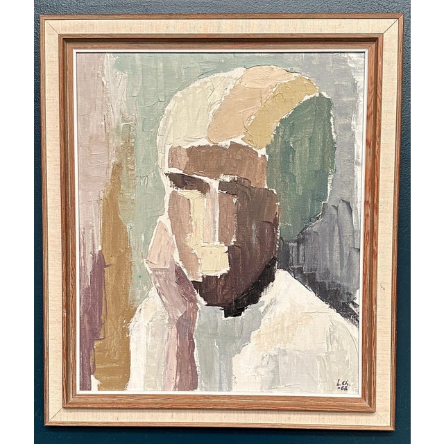 Liisa Chaudhuri, Cubist Portrait, 1960s, Oil Painting on Canvas, Framed For Sale - Image 12 of 18