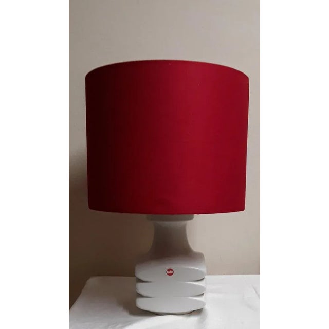 Red White Ceramic Table Lamp, 1970s For Sale - Image 8 of 8