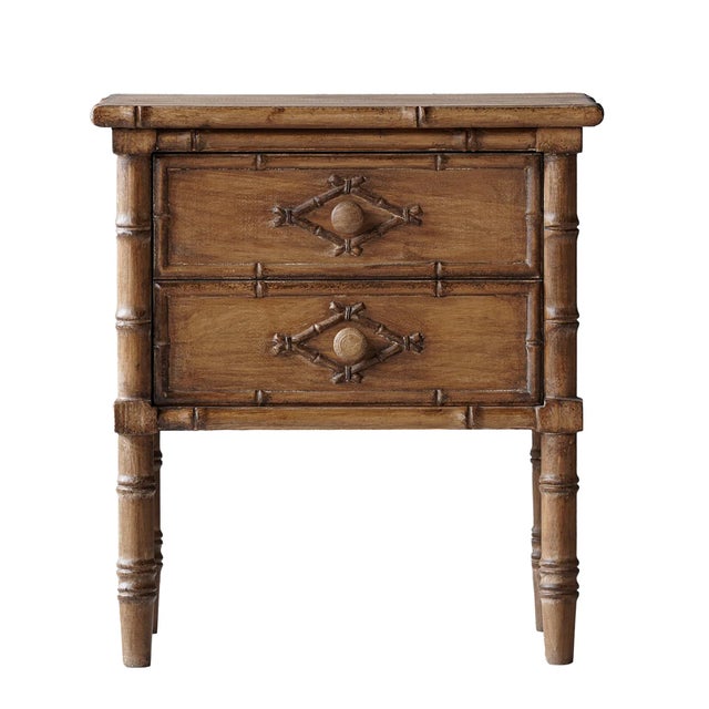2020s Matthew Izzo Home Faux Bamboo Two Drawer Nightstand For Sale - Image 5 of 5