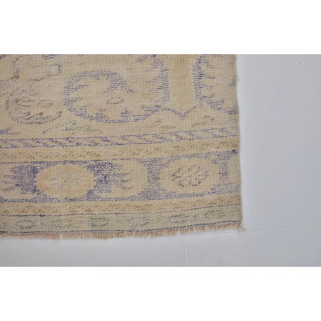 Vintage Faded Floral Turkish Runner, Ochre and Soft Violet Rug For Sale - Image 9 of 10