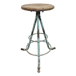 Industrial Green Workshop Stool, 1960s For Sale