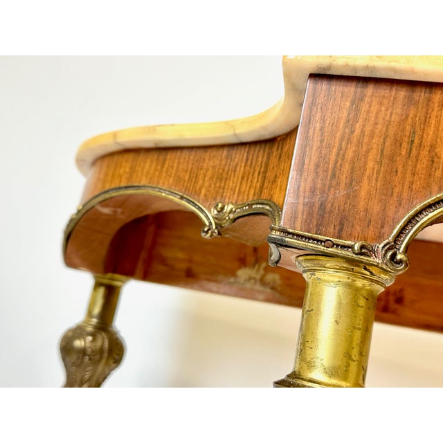 Antique Louis XVI Style Brass and Marble Console Table For Sale - Image 10 of 16