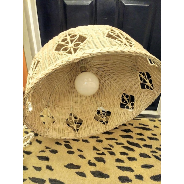 Vintage Massive Wicker Off White Weaved Palm Beach Regency Chandelier