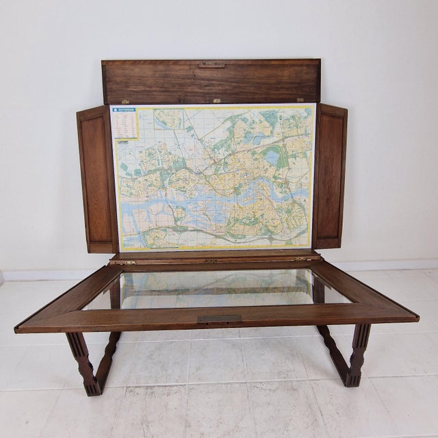 19th Century Mahogany Cartographic Display Cabinet with Drop-Front Viewing Table For Sale - Image 4 of 18