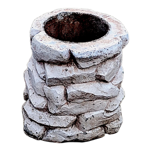 1986 White Washed Faux Stacked Riverstone Outdoor Cement Planter