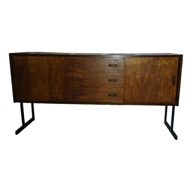 Mid-Century Modern Sideboard in Teak with Metal Legs, 1960s For Sale