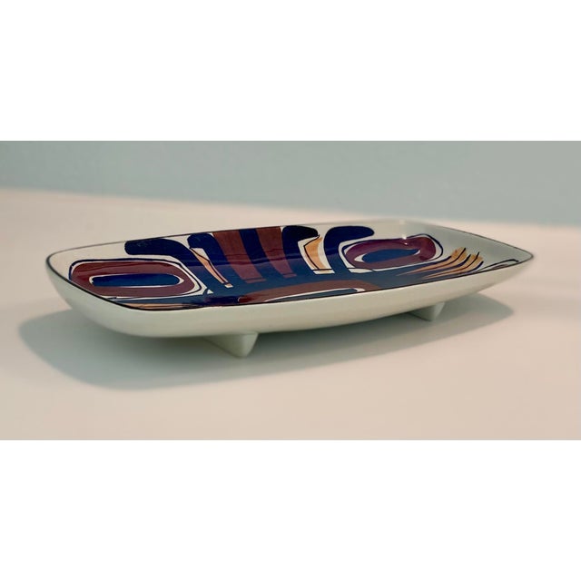 Nils Thorsson for Royal Copenhagen Denmark Footed Faience Tray For Sale In Tampa - Image 6 of 6